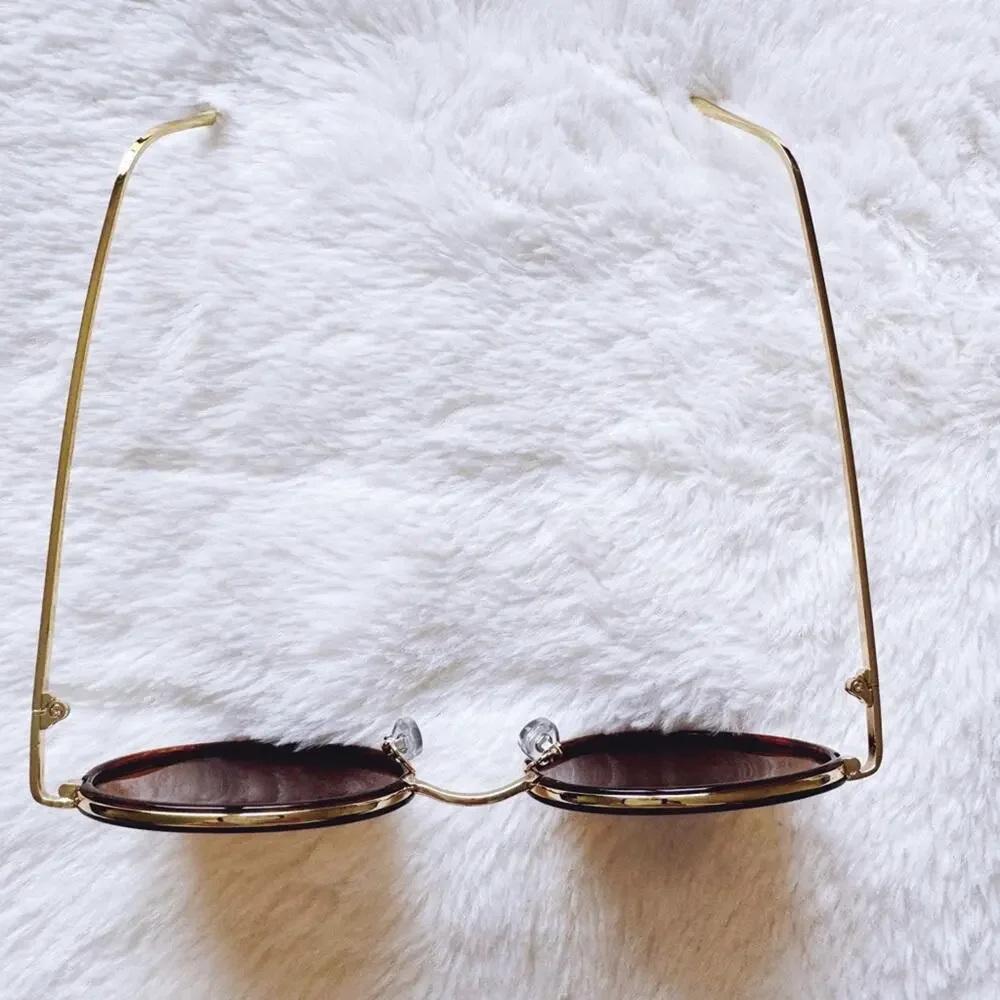 Dean Tortoise Brown w/ Gold Rims Round Sunglasses